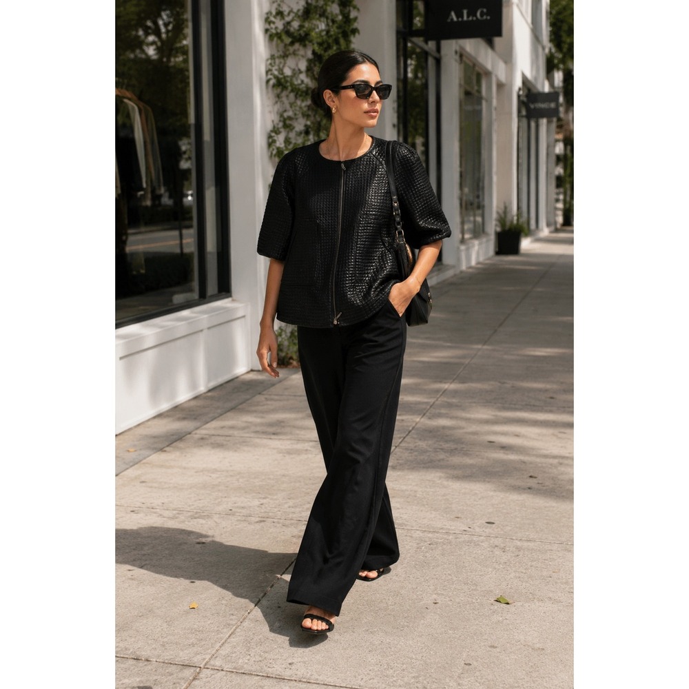 Marni Black Textured Short Sleeve Zip Up Jacket Made in Italy Size IT 42